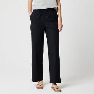 J.Crew Factory Linen blend slim wide leg drawstring pant Plus Size 20 NWT Black